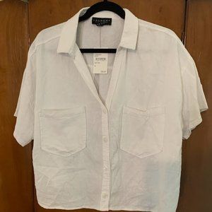 Laundry linen short sleeve button up top